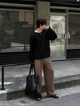 [1+1] LMN Roé Summer Boat Neck Oversized Knit Long Sleeve Tee (4 colors)
