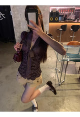 Dot Silk Shirring Strap Short-Sleeved Blouse
