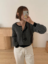 [MADE] [Planning] Slits Stripe Round Cardigan