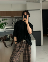 カイパーチュルクチェックパターンワイドフィットパンツ