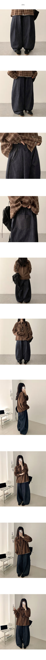 Wizz waistbanding check pocket balloon wide pants
