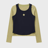 Star Cut Out Top SET Layered T-shirt