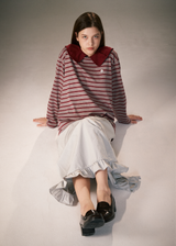 Frill Mermaid Maxi Skirt / Light Grey