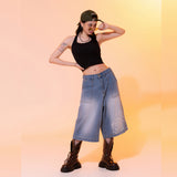 Fire Rose Bermuda Denim Pants Blue