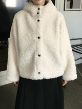 Foaming High Neck Poggle Fur Hooded Jacket (3c)
