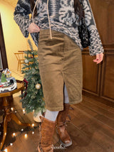 brown corduroy midi skirt