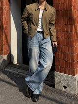 Pure straight denim pants
