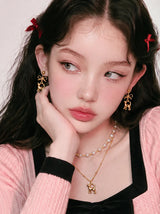 [Anti-tarnish] Kitty Layered Pearl Choker Necklace -Gold ver. (Kep1er Yujin Necklace)