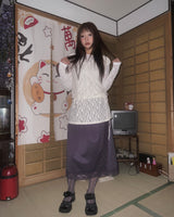 (3color) Silky Lace Long Skirt