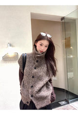 Multicolor Turtleneck Knit Vest 