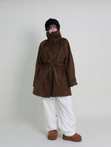 Belted Balmacan Single Alpaca Half Coat (Wool Coat/Winter Coat)