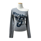 Rush Star Off-Shoulder Print Long-Sleeve Tee (4 Colors)