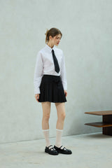 UNBALANCE SHIRRING SHIRT / WHITE