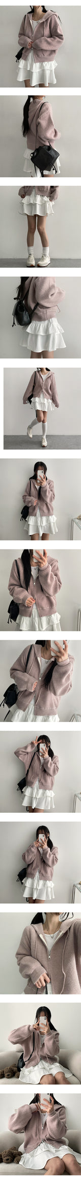 Vicen soft knitwear hooded zip-up