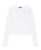 [mnem] split metal collar tee (white)