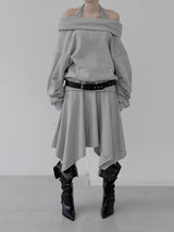 Enri cowl neck hood off-shoulder sweatshirt
