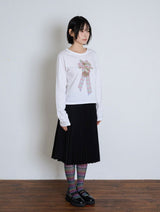 コサージュポイントスリム長袖Tシャツ