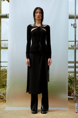 Hole Strap Knit Top (BLACK)