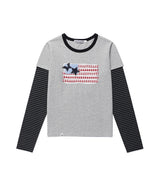 オールド グローリー リンガー レイヤード LS Tシャツ グレー(CV2GFFT558A)