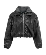Marlene Leather Mix Hoodie Jacket