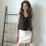 Passionate ruffle blouse (brown)