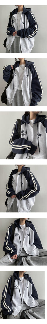 PM Raglan Coloring Fleece Hooded Zip-Up