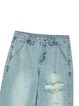 CROSS APLIQUE DENIM LIGHT BLUE