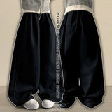 Itku Nonfade Side Slit Line Banding Denim Wide Pants