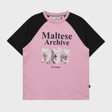 マルチーズアーカイブラグランハーフスリーブTシャツ