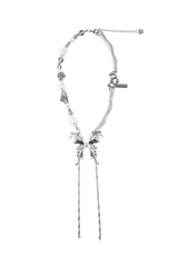 Silver pearl butterfly chocker