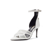 Sheer Cross Strap Sandal Heel(White)
