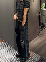 サマーディストレスデニムパンツ