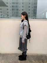 メバスダブルボタン半袖ニットベスト
