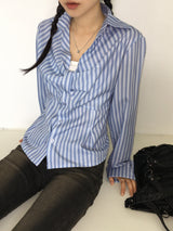 Aton geek chic twisted ribbon striped shirt