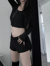 dot button cropped cardigan (2color)