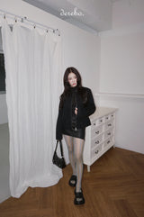 London black denim casual zip-up jacket