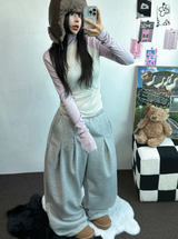 M,XL🤎2SIZE🤎 DOUBLE PINTUCK WIDE LONG BALLOON PANTS ❤🤎🖤🩶4COLOR