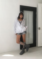 SHIRRING HOOD ZIP-UP 