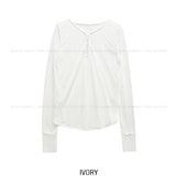 Lower See-through Hook V-Neck Long Sleeve