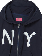 NY APLIQUE SS HOOD ZIP UP NAVY