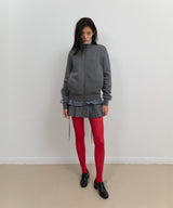 Fur Trim Jersey Zip-up / Charcoal