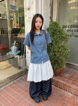 [unisex] ハシンデニムストリングワイドパンツ