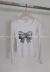 Silver Wang Ribbon Kitchen Long-Sleeved T-Shirt