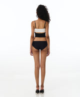Chain Contrast Tube Top Bikini Bra (Black)