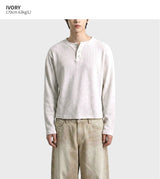 Waffle Crop Henley Neck T-shirt Ivory