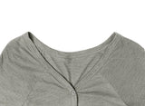 Poti Button V-Neck Roll-Up Three Quarter T-Shirt
