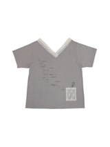 TEA DIARY V-NECK TOP / GREY