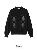 Scent Leather Patch Argyle Cardigan