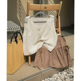 RIBBON SHIRRING SKIRT PANTS