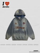 Noir Vintage Denim Hooded T-Shirt